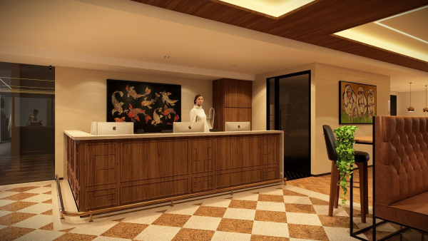 外観_受付。営業時間内はレセプショニストが常駐しています。※画像はイメージです。