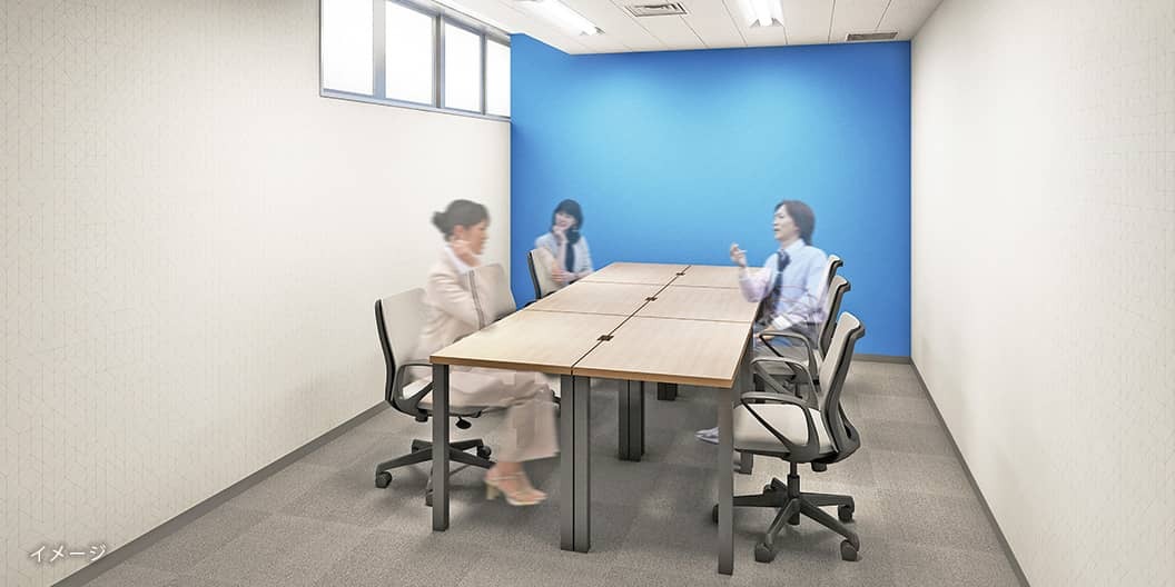 共有部_会議室。少人数から1時間単位で利用可能です。※画像はイメージです。©Regus