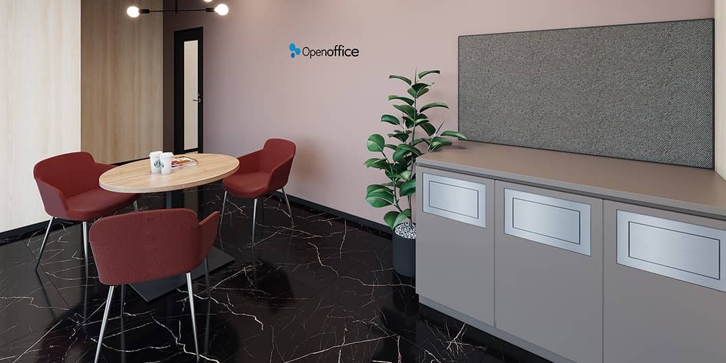 共有部_ビジネスラウンジ。仕事中のリフレッシュや来客などにも利用可能です。※画像はイメージです。©Regus