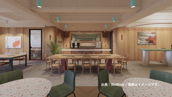 共有部_ラウンジ。広くて開放的なラウンジです。※写真はイメージです。© WeWork