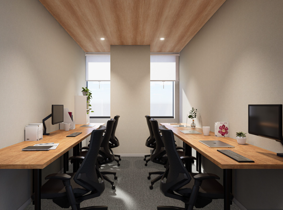 6名用個室(机・椅子付)：窓が分割されている居室になります。