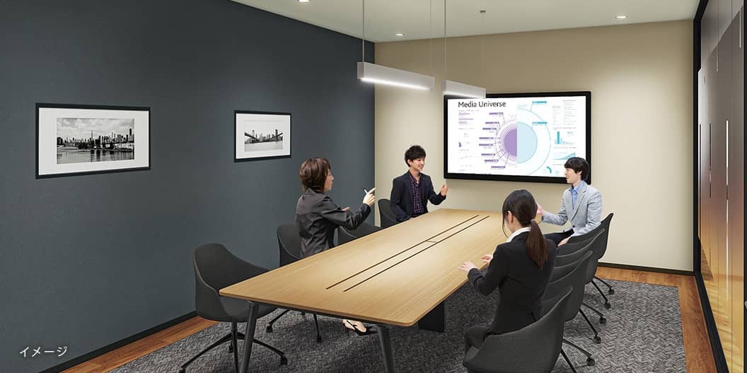 共有部_会議室。会議、面接、取材、セミナーなど様々なシーンで活用できます。※画像はイメージです。©Regus