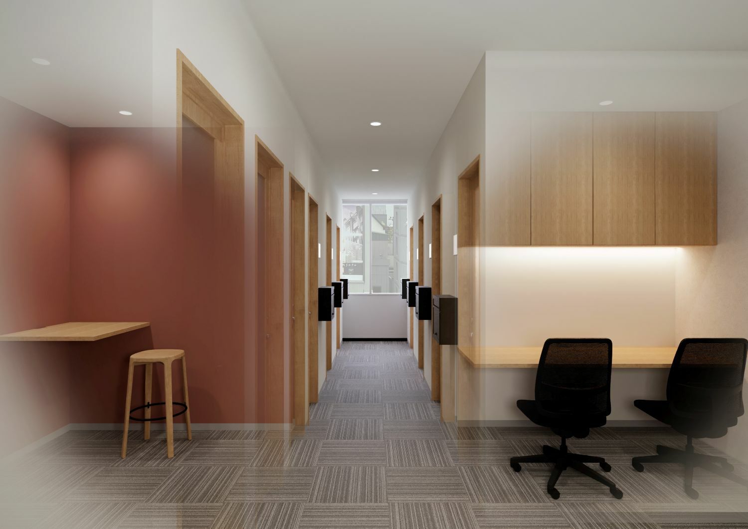 共有部_フォンブース。WEBミーティングに最適なブースもあります。