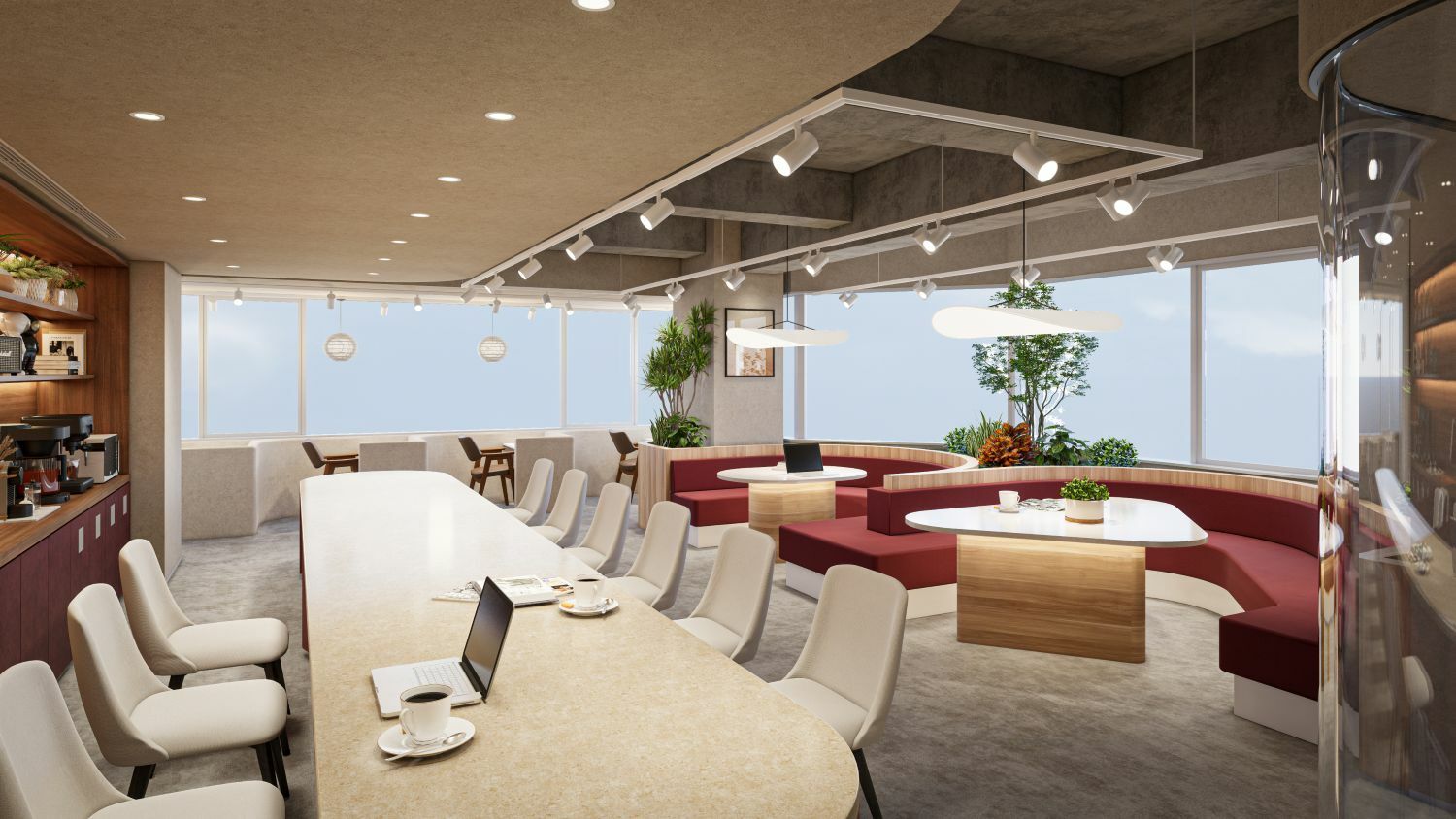 共有部_ラウンジ。自由な席で作業を行うことができます。※画像はイメージです。