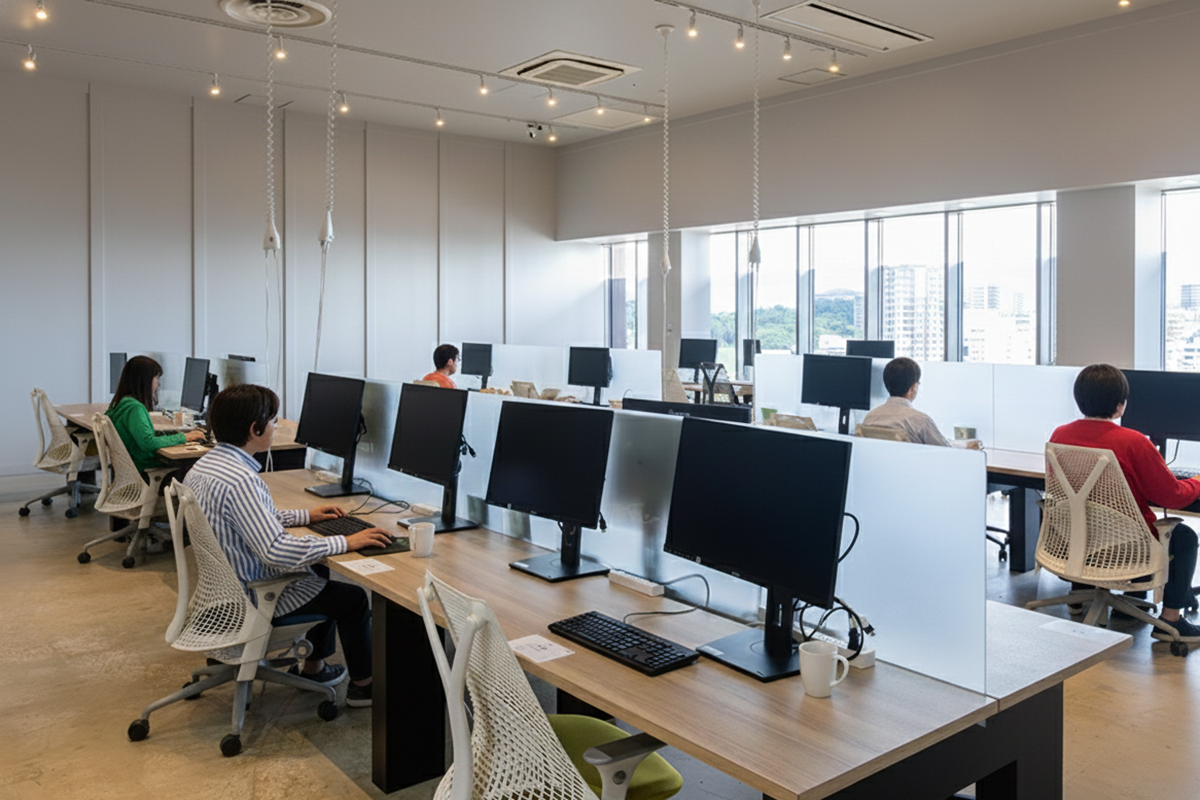 集中エリア_集中を必要とする仕事に取り組むためのエリア。長時間の作業に向いたデスクとエルゴノミックチェアを準備しています。