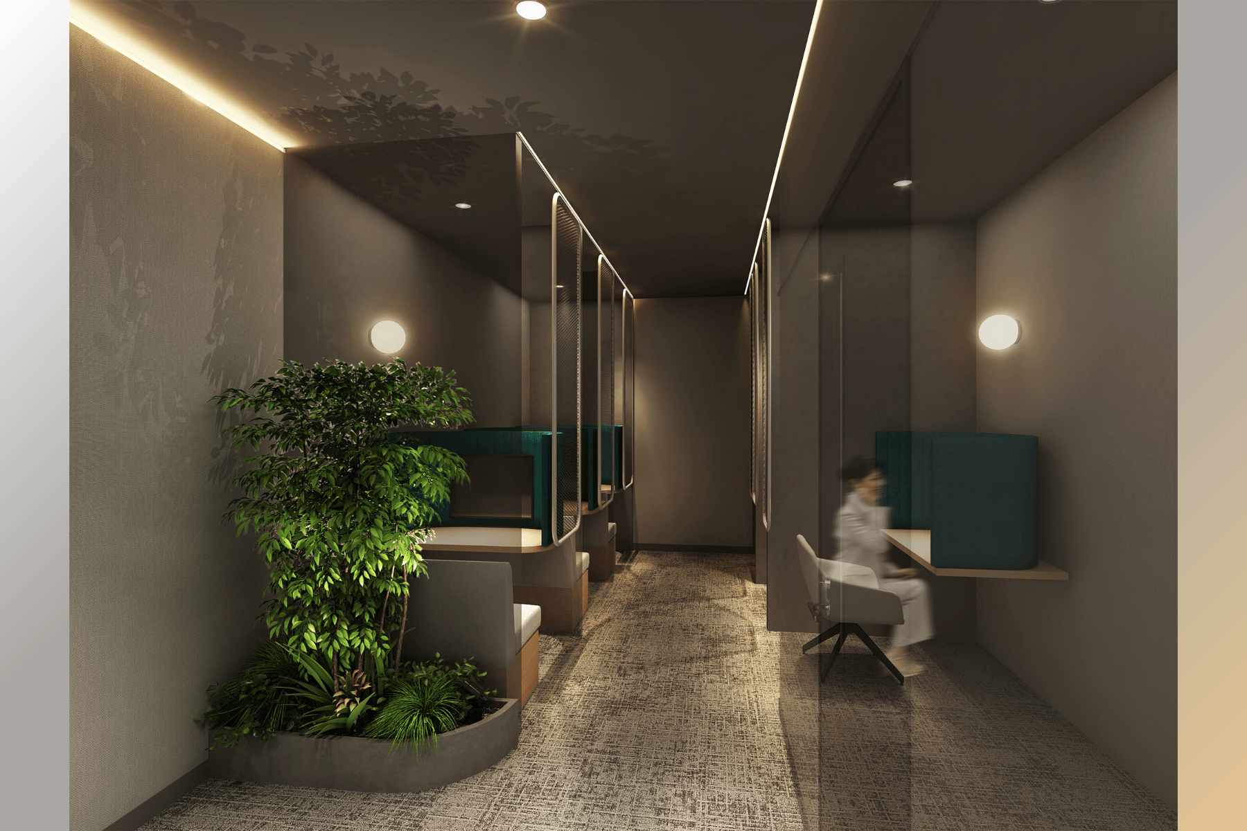 共有部_ラウンジ。一人ひとり区切られたプライベート空間です。※画像はイメージです。