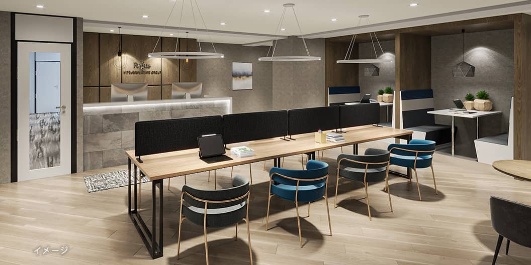 共有部_ラウンジ。来客対応などにも利用できます。※画像はイメージです。©Regus