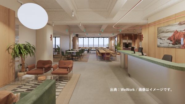 共有部_ラウンジ。広くて開放的なラウンジです。※写真はイメージです。© WeWork