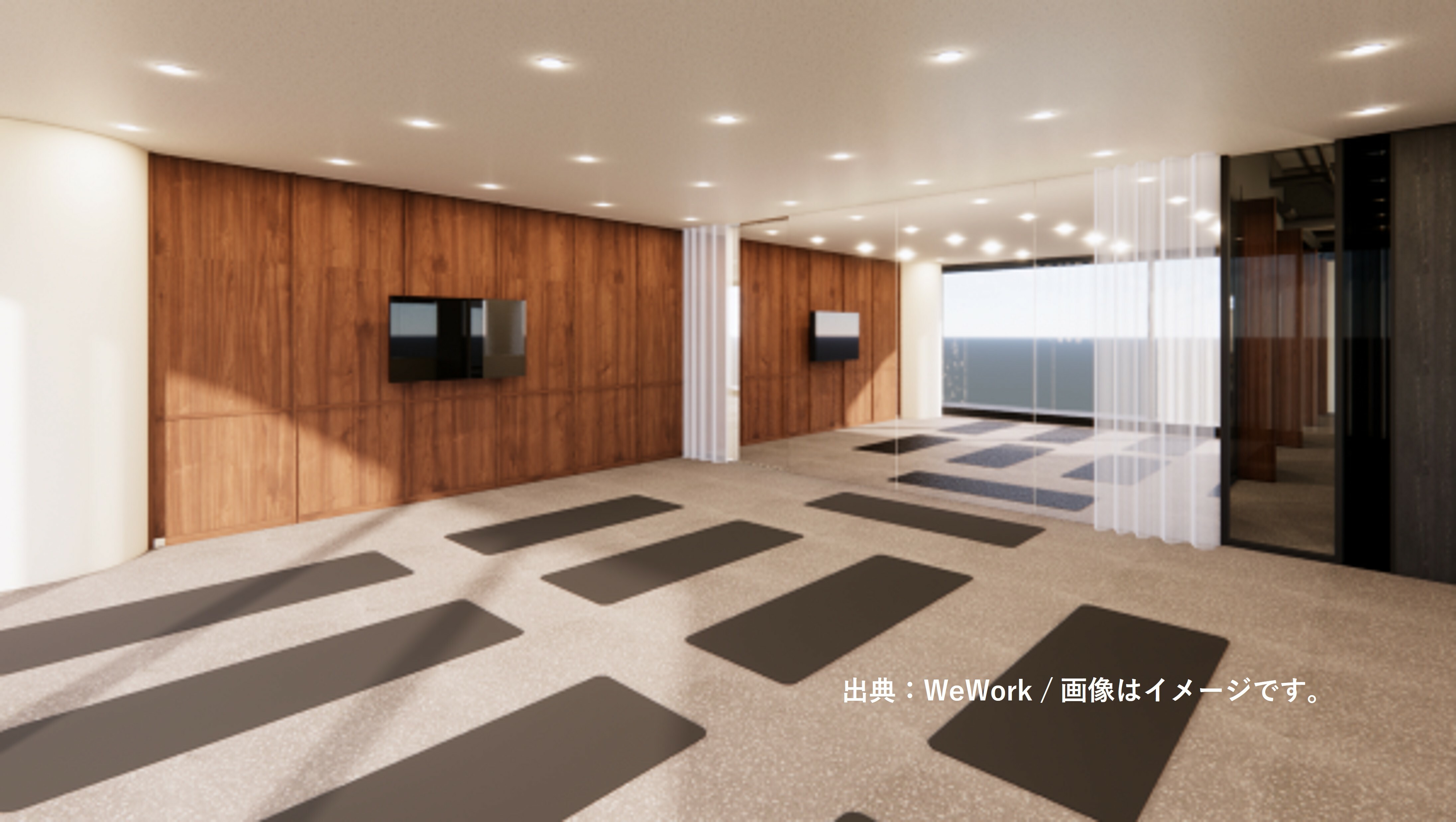 共有部_会議室。社内会議・打ち合わせはもちろん、外部からお客様を招いての商談の際にも利用できます。© WeWork