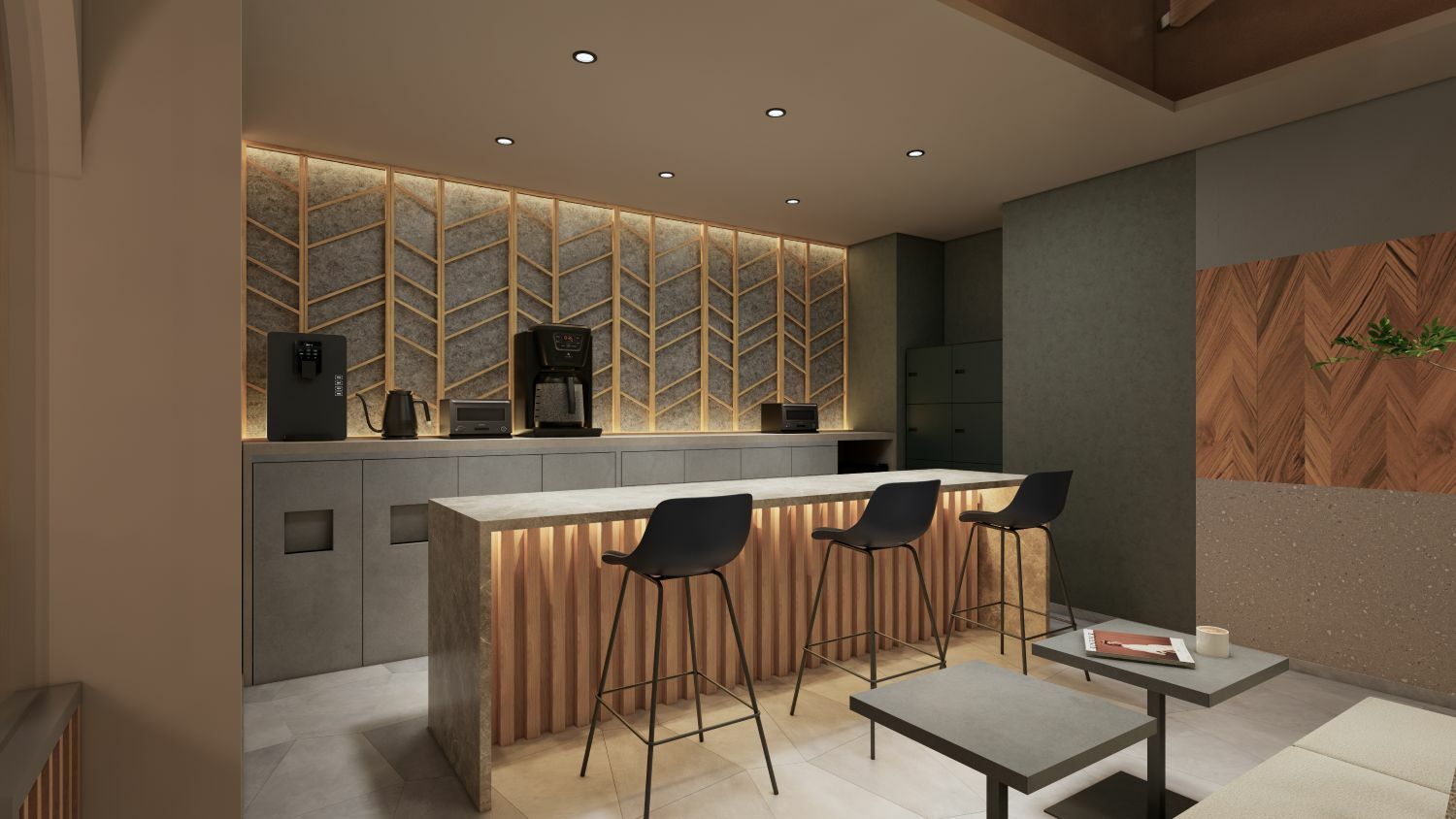 共有部_ラウンジ。カフェツールが充実しており、自由に利用できます。※画像はイメージです。