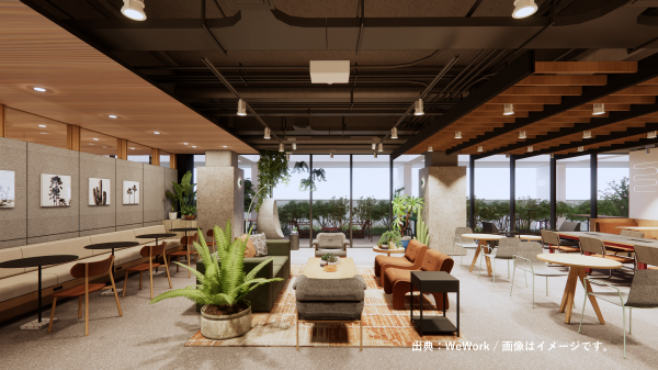 共有部_ラウンジ。広くて開放的なラウンジです。※写真はイメージです。© WeWork