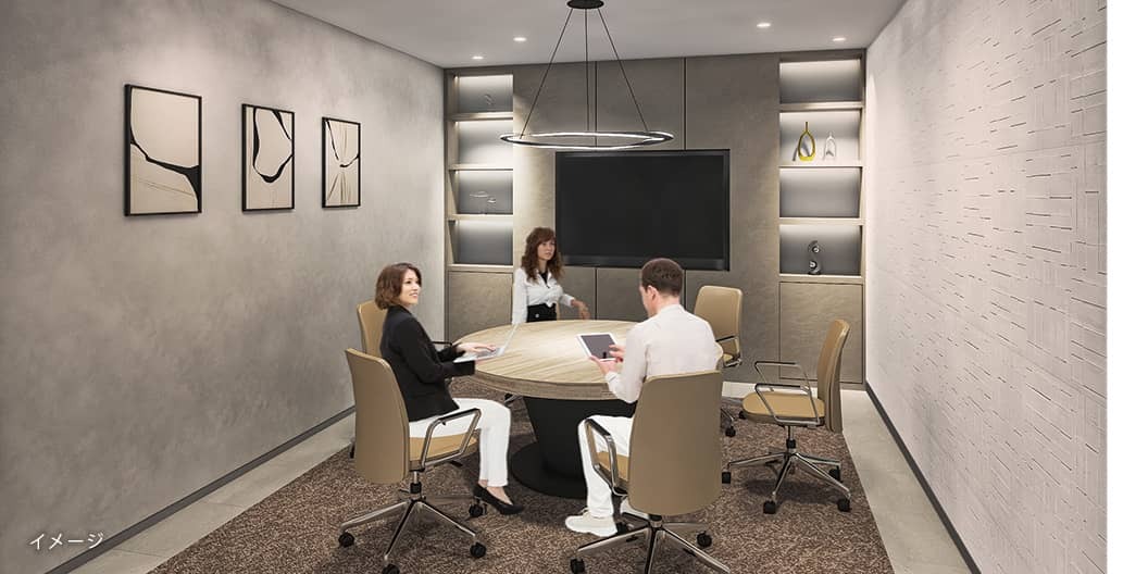 共用部_会議室。会議、面接、取材、セミナーなど様々なシーンで活用できます。※画像はイメージです。©Regus